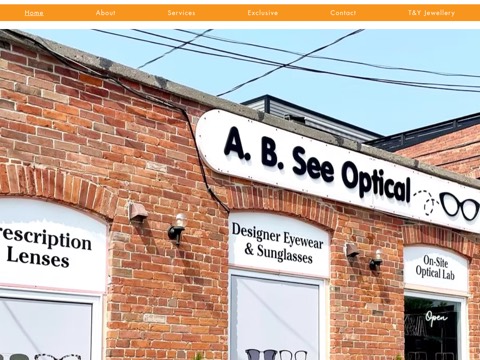 Screenshot of the A. B. See Optical website