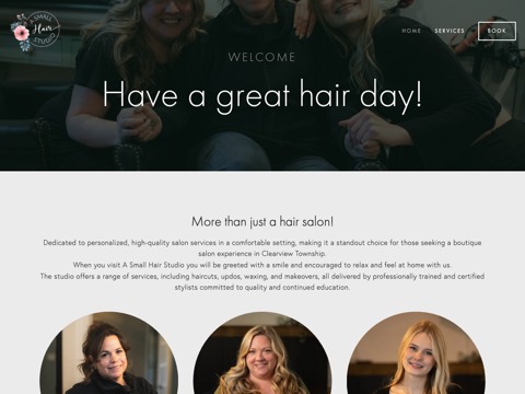 Screenshot of the A Small Hair Studio website