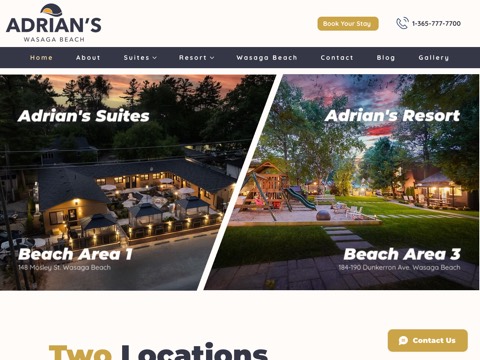 Screenshot of the Adrian's Vacation Rentals - Hotel & Motel website