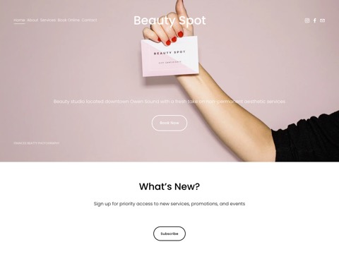 Screenshot of the Beauty Spot website