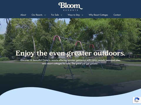 Screenshot of the Bloom Resorts Blue Mountains website