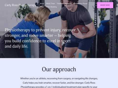 Screenshot of the Carly Ross Physiotherapy website