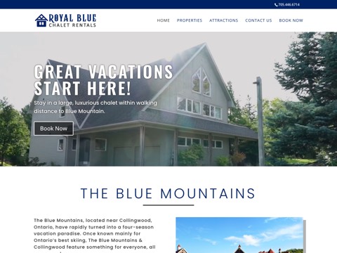Screenshot of the chalet-cottage rental website