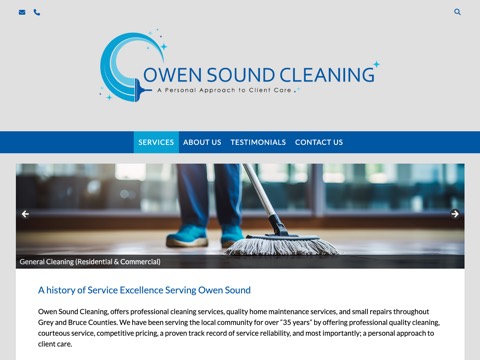 Screenshot of the Cleaning Owen Sound (Cleaners, Maintenance, Repairs) website