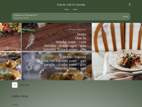 Screenshot of the Eclectic Café & Catering website