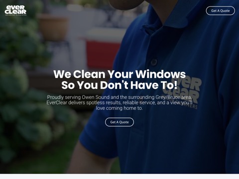 Screenshot of the EverClear Window Cleaners website