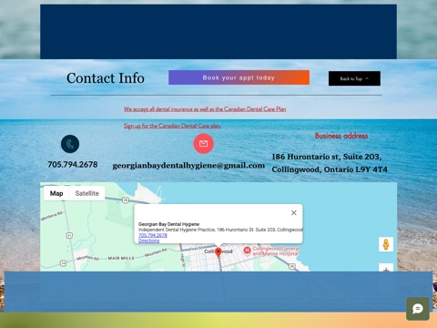 Screenshot of the Georgian Bay Dental Hygiene website