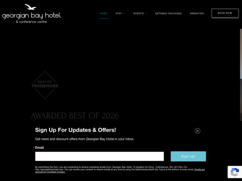 Screenshot of the Georgian Bay Hotel, Trademark Collection by Wyndham website