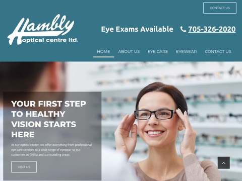 Screenshot of the Hambly Optical Centre Ltd. website