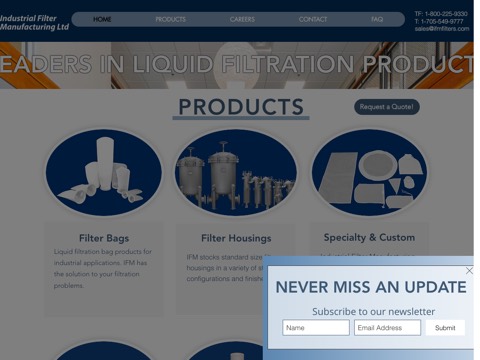 Screenshot of the Industrial Filter Manufacturing Ltd website