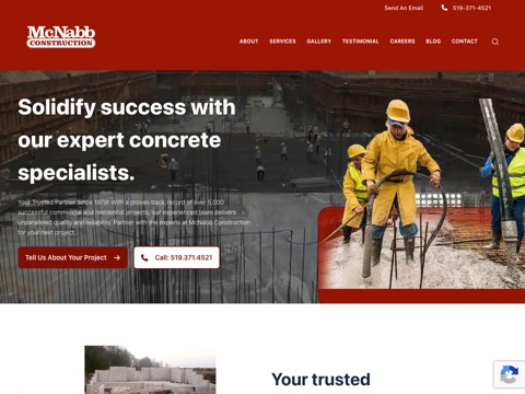 Screenshot of the McNabb Construction website