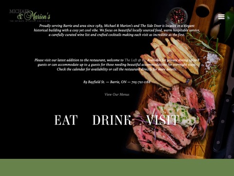 Screenshot of the Michael & Marion's and The Side Door website