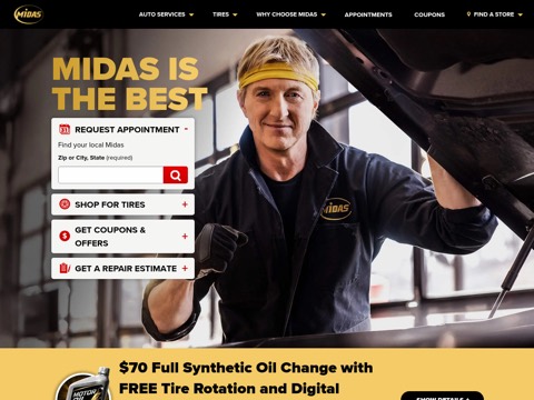 Screenshot of the Midas website