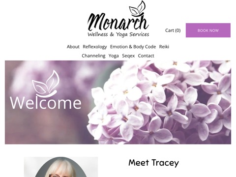 Screenshot of the Monarch Wellness & Yoga Services website