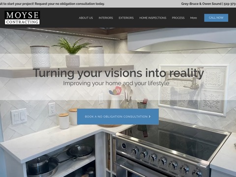 Screenshot of the Moyse Contracting and Home Inspection website