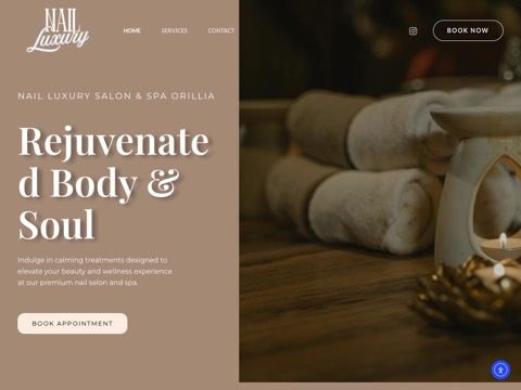 Screenshot of the Nail Luxury Salon & Spa website