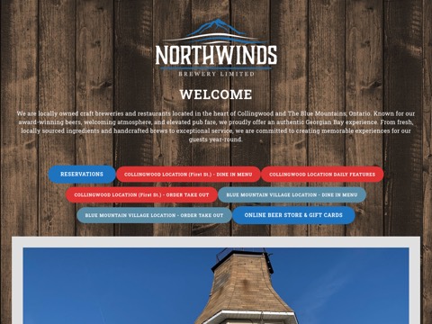 Screenshot of the Northwinds Brewhouse & Kitchen website