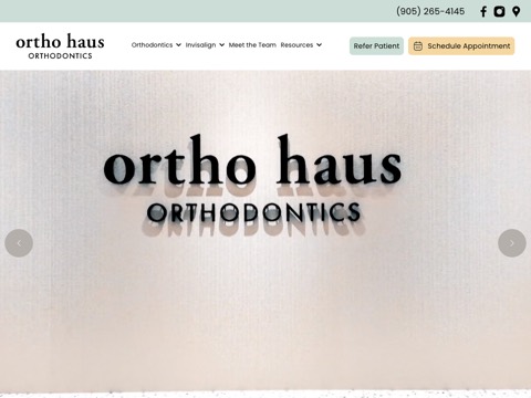 Screenshot of the Ortho Haus Orthodontics - Orthodontist in Collingwood, Ontario website