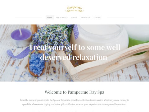 Screenshot of the Pamperme Day Spa website