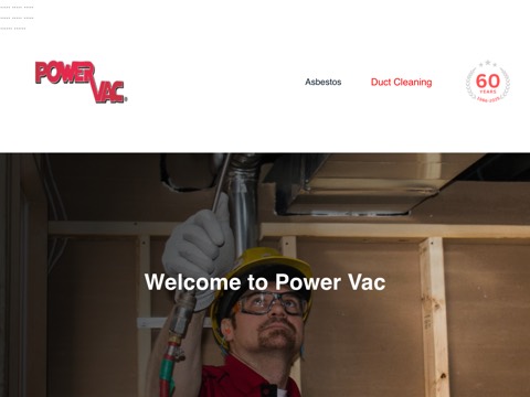 Screenshot of the Power Vac website