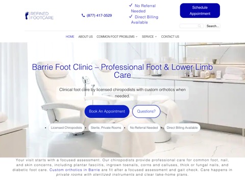 Screenshot of the Refined Footcare website