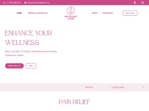 Screenshot of the Revitalife Clinic website