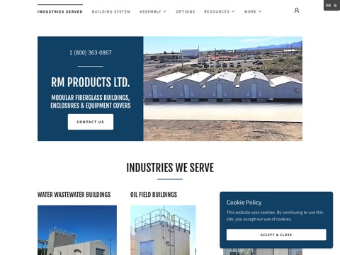 Screenshot of the RM Products Ltd. website