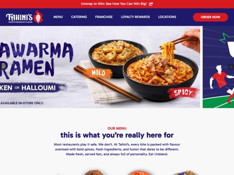 Screenshot of the Tahini's Shawarma website