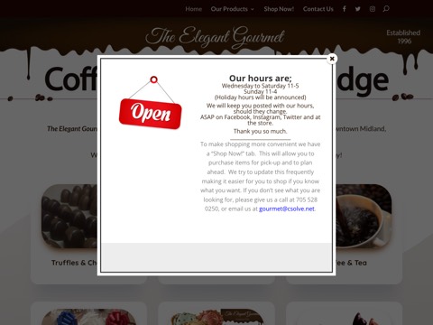 Screenshot of the The Elegant Gourmet website