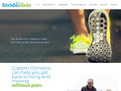 Screenshot of the The Stride Clinic website