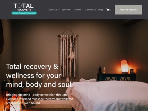Screenshot of the Total Recovery Massage Therapy & Wellness website