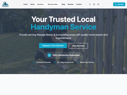 Screenshot of the Wasaga Beach Handyman Services website