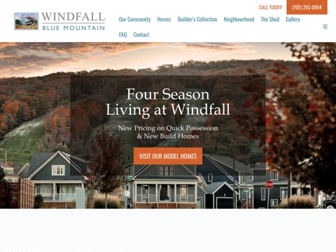 Screenshot of the Windfall at Blue Mountain website
